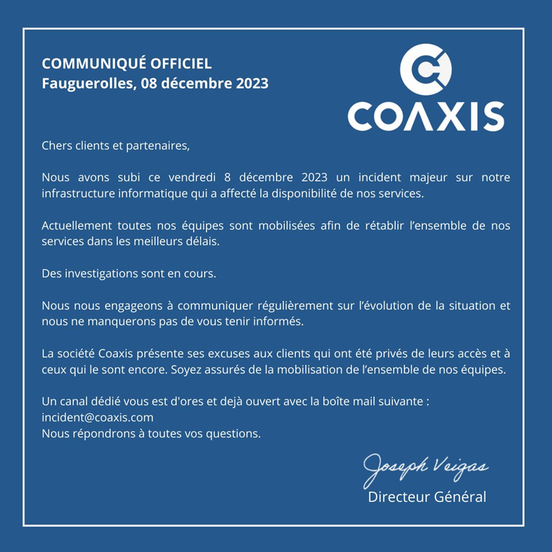 Communication COAXIS 1