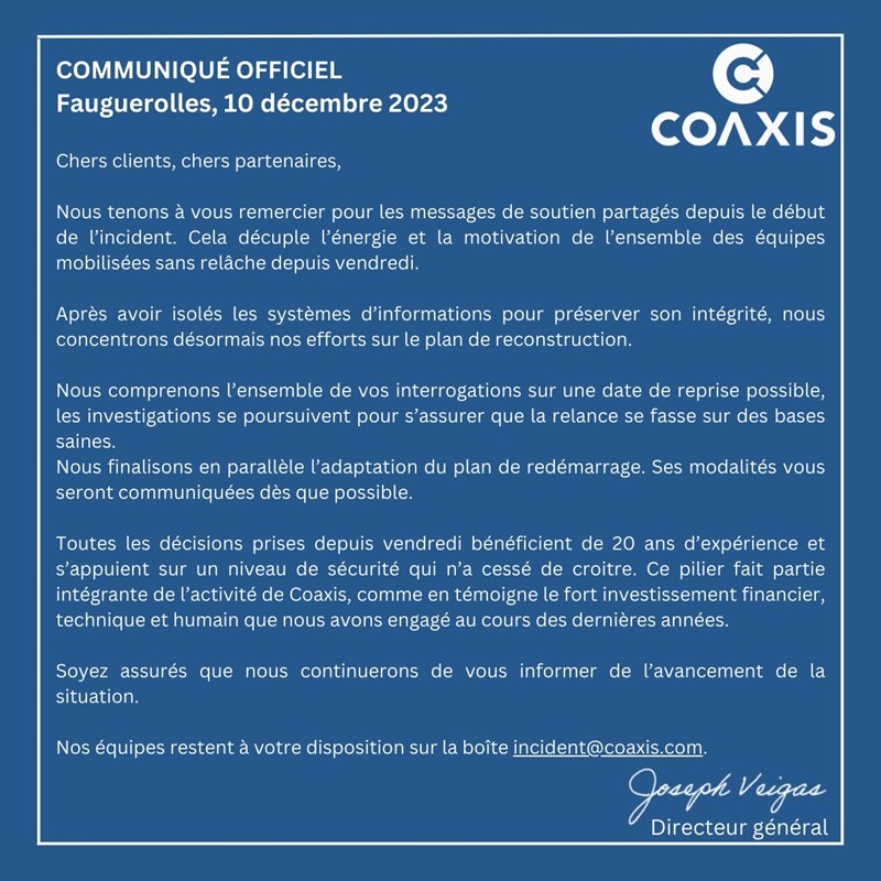 Communication COAXIS 3
