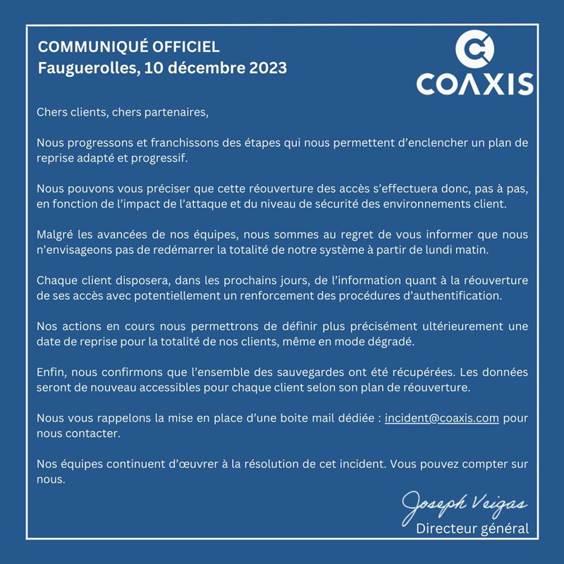 Communication COAXIS 4
